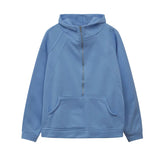 Autumn And Winter New Fashion Leisure Sports Semi-Zip Hooded Short Plus Velvet