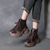 Layer Of Cow Skin Retro Cool Boots Women 2025 Summer New Breathable Hollow Mesh Sandals Thick Soles Leisure Short