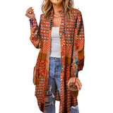Beach Coat Bohemian Shirt Clips Loose Casual Printed Long Cardigan Women's