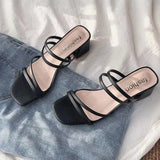 Fine Sandals Women 2025 New Medium Heds Of Cool Slippers Women Wear Coarse Heel With Women's Shoes Korean Version Of The Square