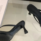 French-Style Toe-Slips Fine Heel Slippers Women Wearing Cool Slippers Square Head High