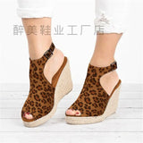 Summer Summer Thick Bottom Slope And Fish Mouth Sandals Women Word Buckle Velvet Casual Slope Fashion Shoes