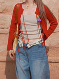 Spring New Temperament Thin Knitted Cardigan Retro Red Sunscreen Air Conditioning Shirt With Small Coat
