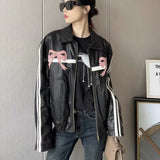 Women's Explosive Bow Zip Leather Jacket Jacket