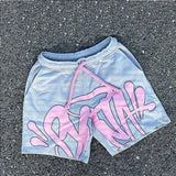 Letter Print Loose Short-Sleeved Top Street Hip-Hop Men And Women T-Shirt Shorts