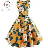 Summer Dress Women Floral Print Elegant Vintage Dresses Casual Belt Tunic Robe femme Party Midi