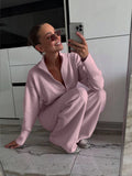 And Winter New Lazy Windy Open Shirt Sweater Set Women's Comfortable Top + Pants Knitted Two
