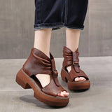 Platform Sandals Women's High Heel Women's Shoes 2025 Summer New Fish Mouth Shoes Rome Wedge Belt Buckle Sandals Women's