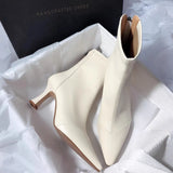 Version Of Fashion Women's Boots French Temperament Sharp Head And Then Zipper Show Thin Boots Women's Short Boots Autumn And Winter Single Bare
