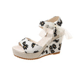 Hee Women's Sandals Fruit Pattern High Heel Sandals Women 2025 Spring And Summer New Word Fish Mouth Bow Women's