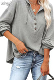 Spring Long Sleeve Oversized Hoodie Fashion V-Neck Hooded Sweatshirts Casual Loose Bat Sleeve Hoodies Women Tops
