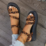 Sandals Women's 2025 Summer New High-End Thick-Soled Women's Shoes Leopard Cross-Slip Roman