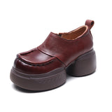 Single-Shoe Small Leather Retro Women's Shoes 2025 Spring New Round Head High Heel Low Help
