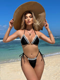 2024 New Sexy Lace Split Swimsuit Swimsuit Drawstring Tied