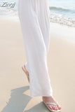 Women's Linen Pants High Waisted Harem Loose Soft Elastic Waist White Summer Pants for Women 2023