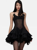 2024 Summer New Body-Repair Sexy Perspective Sling Dress High-End Temperament Lotus Leaf Skirt Small Dress