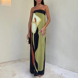 New Women's Fashion Sleeveless Shoulder Avant-Garde Sexy Bareback Print