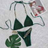Zingj Hot Beach Vacation Bikini Crystal Diamond Women's Split Swimsuit