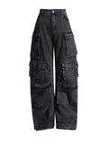Zingj New 2024 Stylish High-Waist Straight Leg Loose Casual Denim Wide-Leg