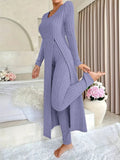 Autumn And Winter Design With A Sense Of Round Neck Opening Fork Long Coat Trousers Casual Fashion
