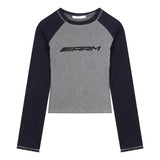 Logo Graphic Long Sleeve Crop Top-Outfit