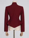 Zingj Sexy Wind Suit Jacket Female Autumn 2024 The New Standing Collar Hollow High Sense Long Sleeve Women's Small
