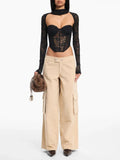 New Summer Loose Comfortable Angel Wing Embroidered Trousers With Casual Straights
