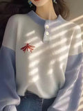 Bubble Sleeve Sweater Women's 2025 New Gentle Lazy Sensing Embroidered Knitted
