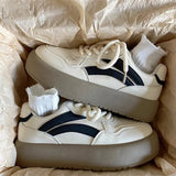 White Shoes Women 2025 Autumn And Winter New Mider Thick Soles To Increase The Round Head Lace With The Training Of Casual Board