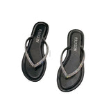 Summer New Large Women's Shoes Casual Water Drill Clip Low Heel Pedal Lightweight Slippers