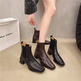 Women 2025 Autumn And Winter New Square Head Rough With Chinese And Korean Version Of The Sleeves Martin Commuted Chelsea