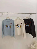 Dog Embroidery Knitted Sweater Pullover-Outfit
