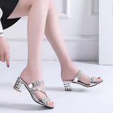 Heel Fish Mouth Sandals Woman With Water Drill Outside Wearing Large Size Sexy Female Round Head And Cold Slippers Outside Wearing