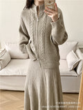 Loose Knitted Suit Women 2025 Autumn And Winter New Zipper Sweater + Fishtail