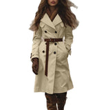 West Autumn And Winter Double Buckle Wind Coat Women's