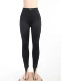 Basic Women Letter Print Leggings High Waist Stretchy Fitness Sexy Fashion Sport Casual All-Match Solid Stirrup