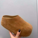 Bao Head Half Slippers Women 2025 Autumn New Matte Comfortable Thick Sole Height Pedaled Hoeing