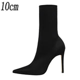 New Socks Boots Fashion Ankle Boots For Women Boots Balck Pointed Toe Elastic Heels Shoes Fetish Autumn Winter Female