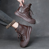 Cowhedular Retro Martin Boots Women 2025 Autumn And Winter New Set Of Leisure Short Boots With Round Head High-Top