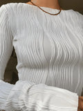 Textured Stripe Long Sleeve Tee-Outfit