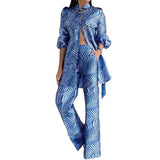 Spot Spring 2025 New Fashion Women's Print Long Sleeve Jacket Straight Leg Trousers Two-Piece