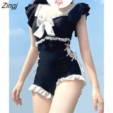 Women Bandage Sweet Sexy Slim Bow Simple Swimwear Beach Style Ulzzang Patchwork Design Summer Basic Students