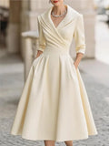 Women's Spring And Autumn Temperament Collar Waist Dress Thin Elegant Ladies