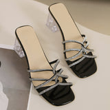 Heel Cool Slippers In The Fashion Shoes Head Water Drill Women's Shoes Transparent High Heel Slippers
