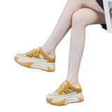 Summer Head Hollow Half-Slippers Women Wear Internal High Casual Shoes Fashion Thick Soles Pedal