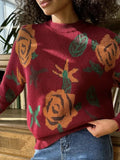 2025 New Round-Neck Sweater Flower Weaving Loose Soft Knitted T-Shirt Women's