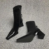 Design 2025 Autumn And Winter New Small Square Head Thick Heel High Heel Boots Martin Boots High Heels High Heels Fashion