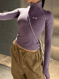 Zip-Up Long Sleeve Crop Top- Outfit