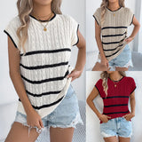 Shooting 2025 Spring And Summer Striped Jasmine Casual Loose Knitted Jersey Holiday Tops Women's