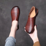 Layer Of Cowhedel Flat Soft Sole Single Shoes Spring Mori Literature And Art Retro Leather Hand-Sleeve Women's Shoes Breathable
